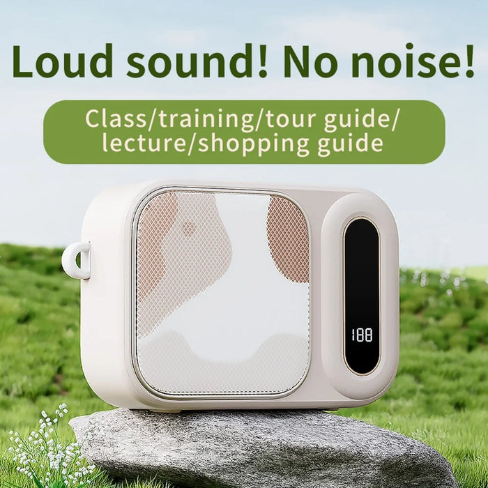 WK-01 Wireless Lavalier Microphone Bluetooth-Compatible Speaker Sound Amplifier for Teachers Meetings Performances - White - 2