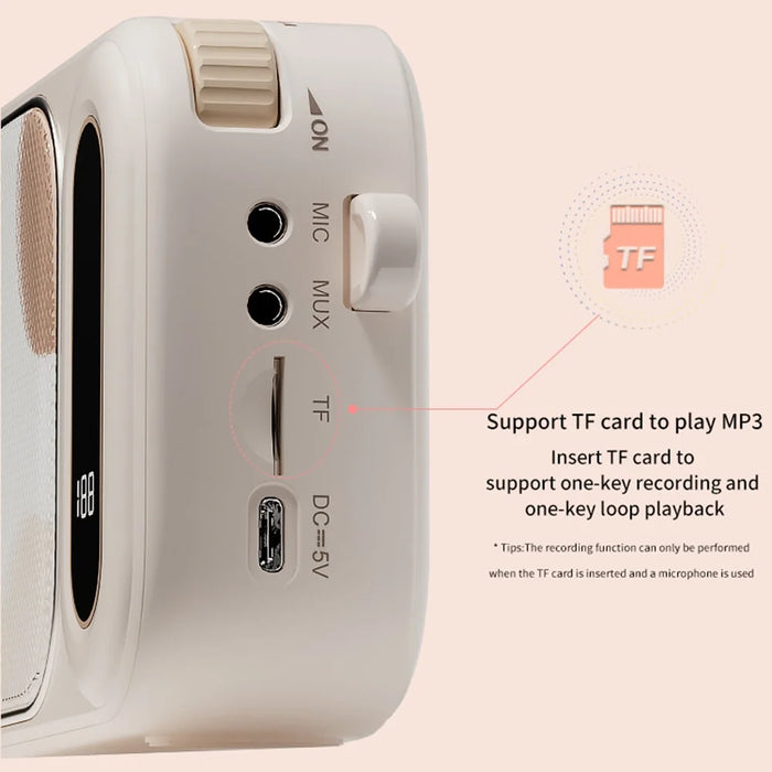 WK-01 Wireless Lavalier Microphone Bluetooth-Compatible Speaker Sound Amplifier for Teachers Meetings Performances - White - 6