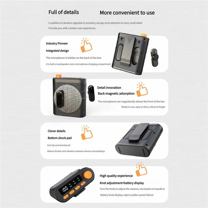 M29 Magnetic Wireless Clip-on Dual Microphone Portable Sound Amplifier for Teaching / Conferences / Performances - Black - 7