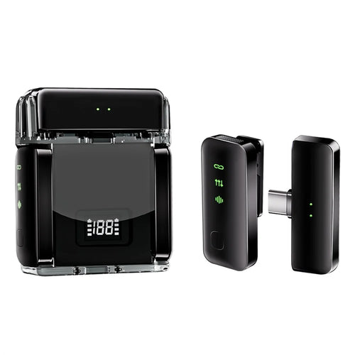 S51 Wireless Lavalier Microphone with Digital Display Charging Case AI Noise Reduction Clip On Mic, 2 Mic + 2 Receiver - 1