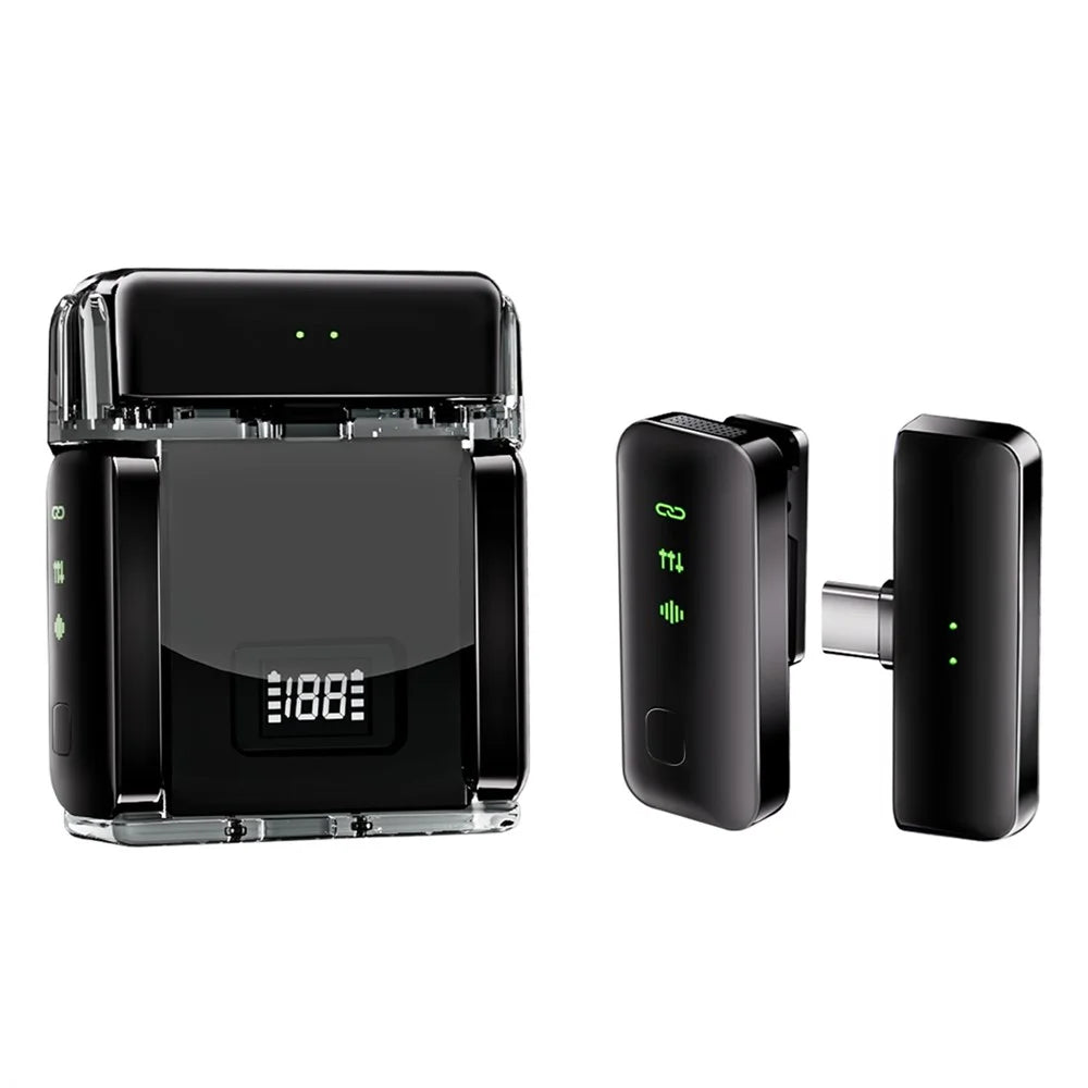 S51 Wireless Lavalier Microphone with Digital Display Charging Case AI Noise Reduction Clip On Mic, 2 Mic + 2 Receiver - 1