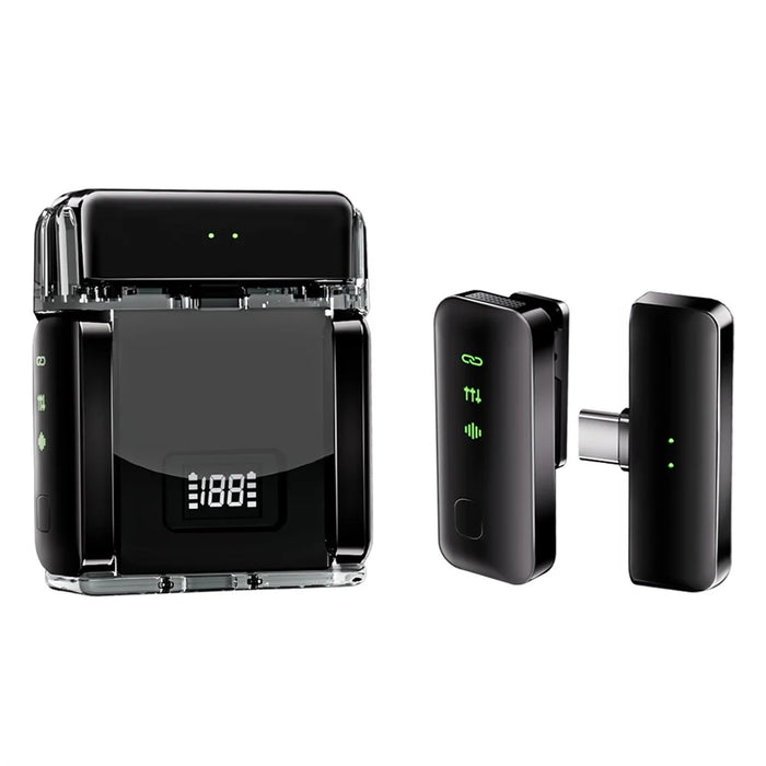 S51 Wireless Lavalier Microphone with Digital Display Charging Case AI Noise Reduction Clip On Mic, 2 Mic + 2 Receiver - 1