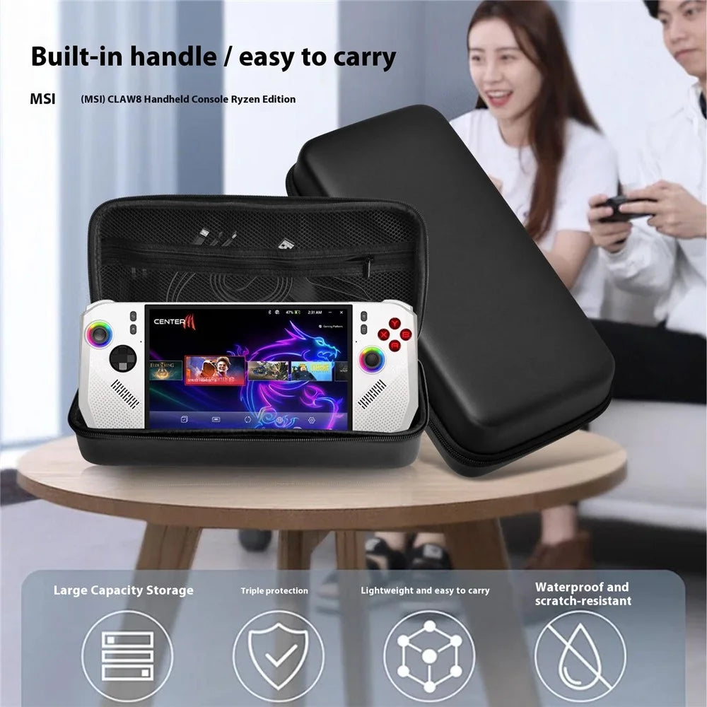 For MSI Claw A8 BZ2EM with Ryzen Z2 Extreme Gaming Console Storage Bag Hard EVA Carrying Case - 7