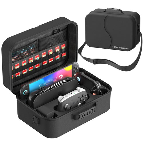 STARTRC GAMES For Nintendo Switch 2 Upgrade 2.0 Version Storage Case 18 Game Card Slots Portable Travel Carrying Bag - Black - 1