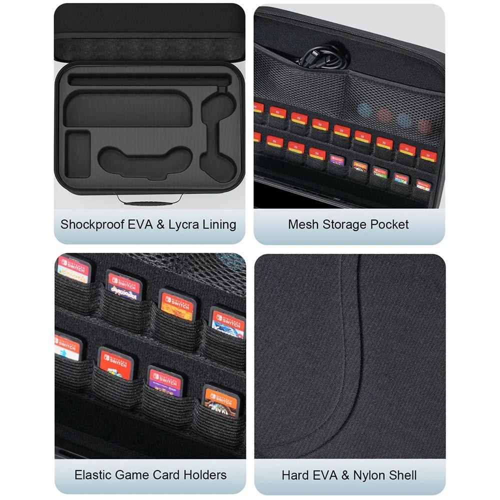 STARTRC GAMES For Nintendo Switch 2 Upgrade 2.0 Version Storage Case 18 Game Card Slots Portable Travel Carrying Bag - Black - 4