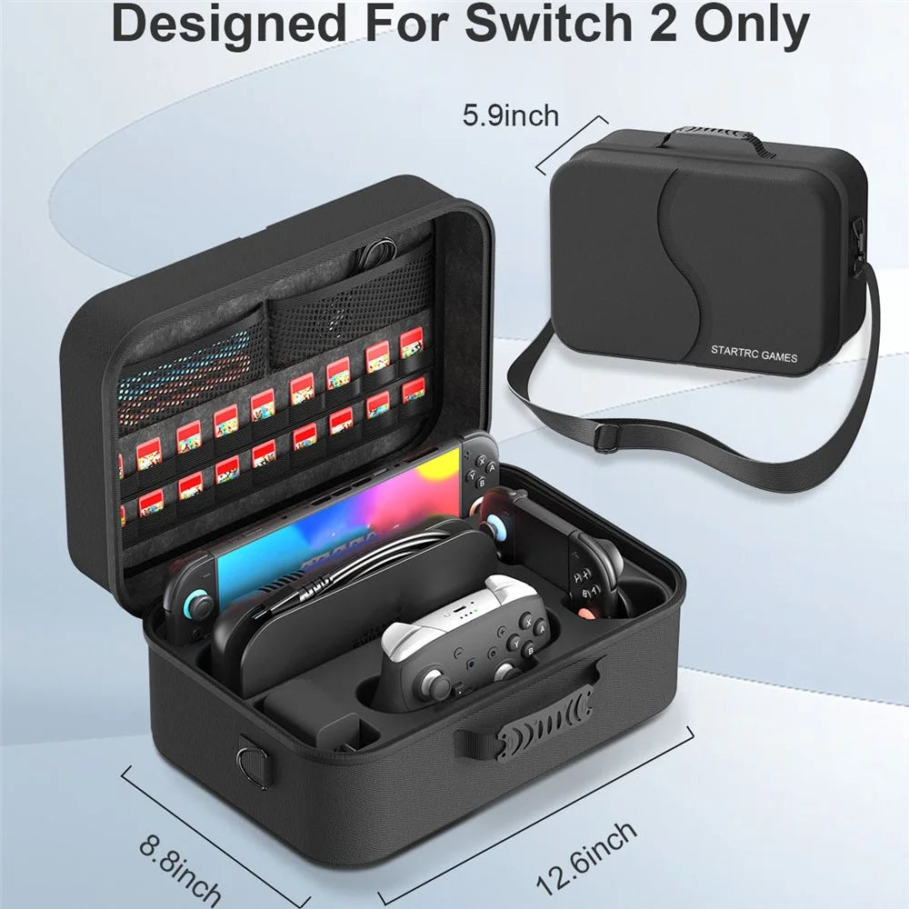 STARTRC GAMES For Nintendo Switch 2 Upgrade 2.0 Version Storage Case 18 Game Card Slots Portable Travel Carrying Bag - Black - 6