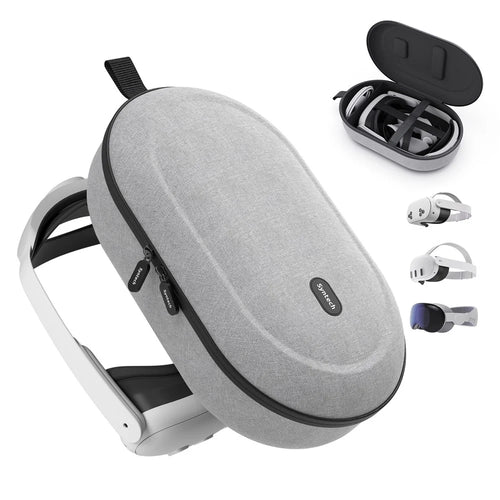 SYNTECH Size M Storage Case for Meta Quest 3S / Quest 3 / Quest 2 / Apple Vision Pro / Pico 4 / Pico 4 Ultra VR Headset Carrying Bag - Grey - 1