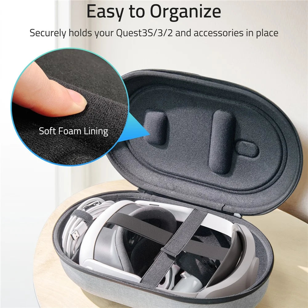 SYNTECH Size M Storage Case for Meta Quest 3S / Quest 3 / Quest 2 / Apple Vision Pro / Pico 4 / Pico 4 Ultra VR Headset Carrying Bag - Grey - 4