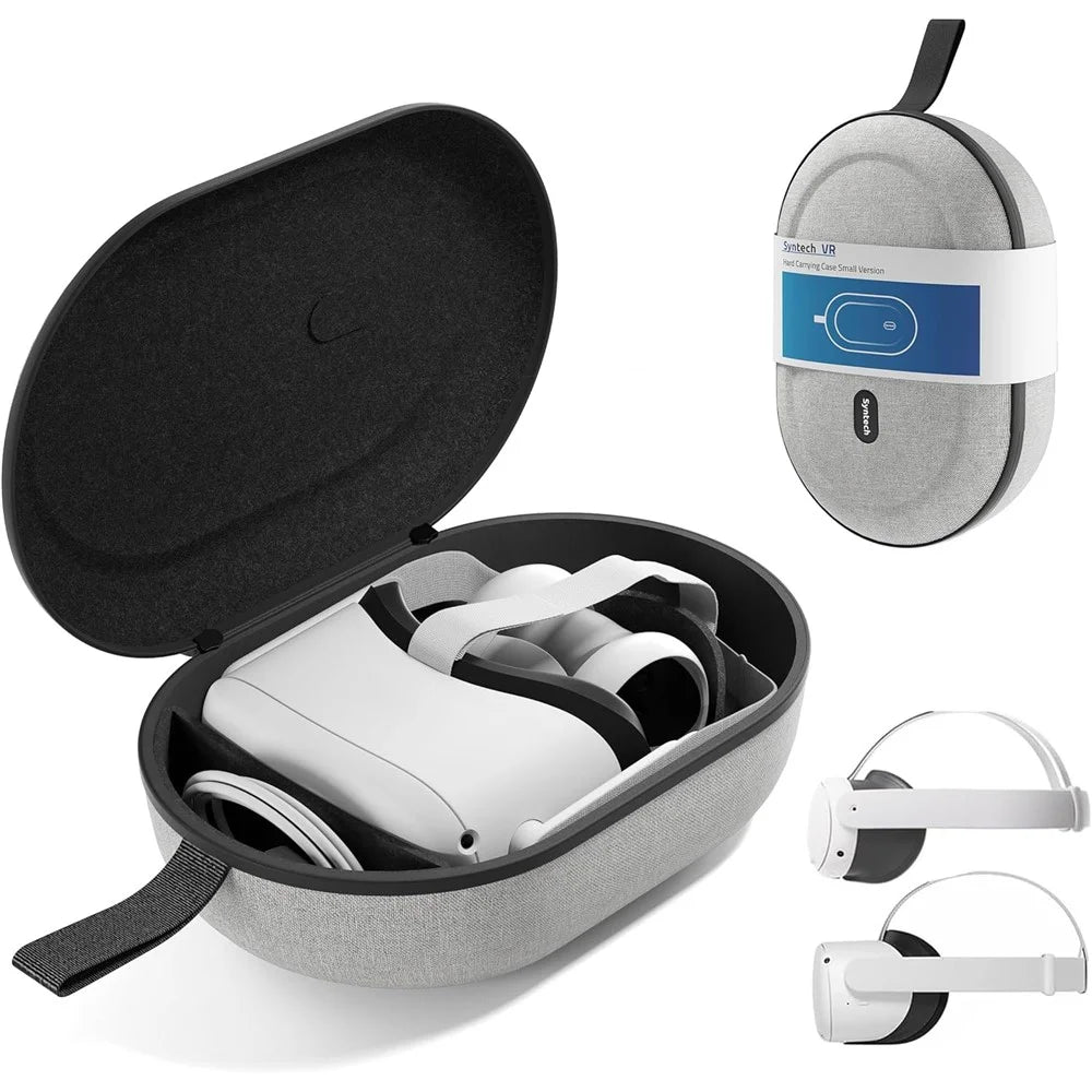 SYNTECH Size S Storage Case for Meta Quest 3S  /  Quest 3  /  Quest 2 VR Headset EVA Hard Shell Carrying Bag - Grey - 1
