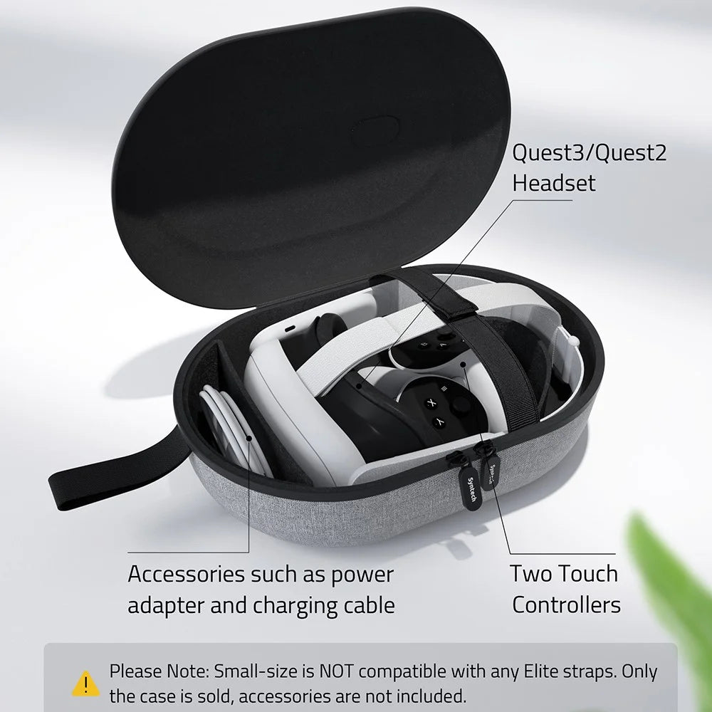 SYNTECH Size S Storage Case for Meta Quest 3S  /  Quest 3  /  Quest 2 VR Headset EVA Hard Shell Carrying Bag - Grey - 7