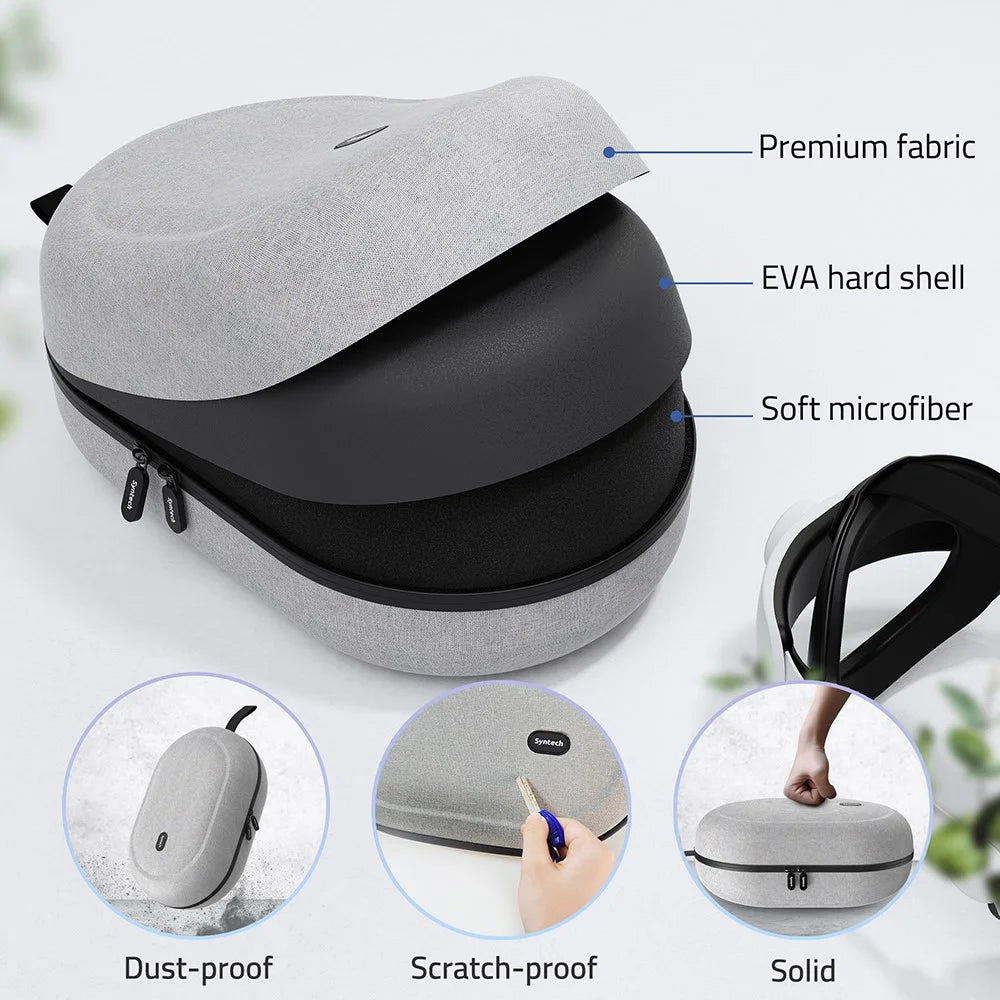 SYNTECH Size L Storage Case for Meta Quest 3S / Quest 3 / Quest 2 / Quest Pro / Pico 4 / Pico 4 Ultra VR Headset Carrying Bag - Grey - 2
