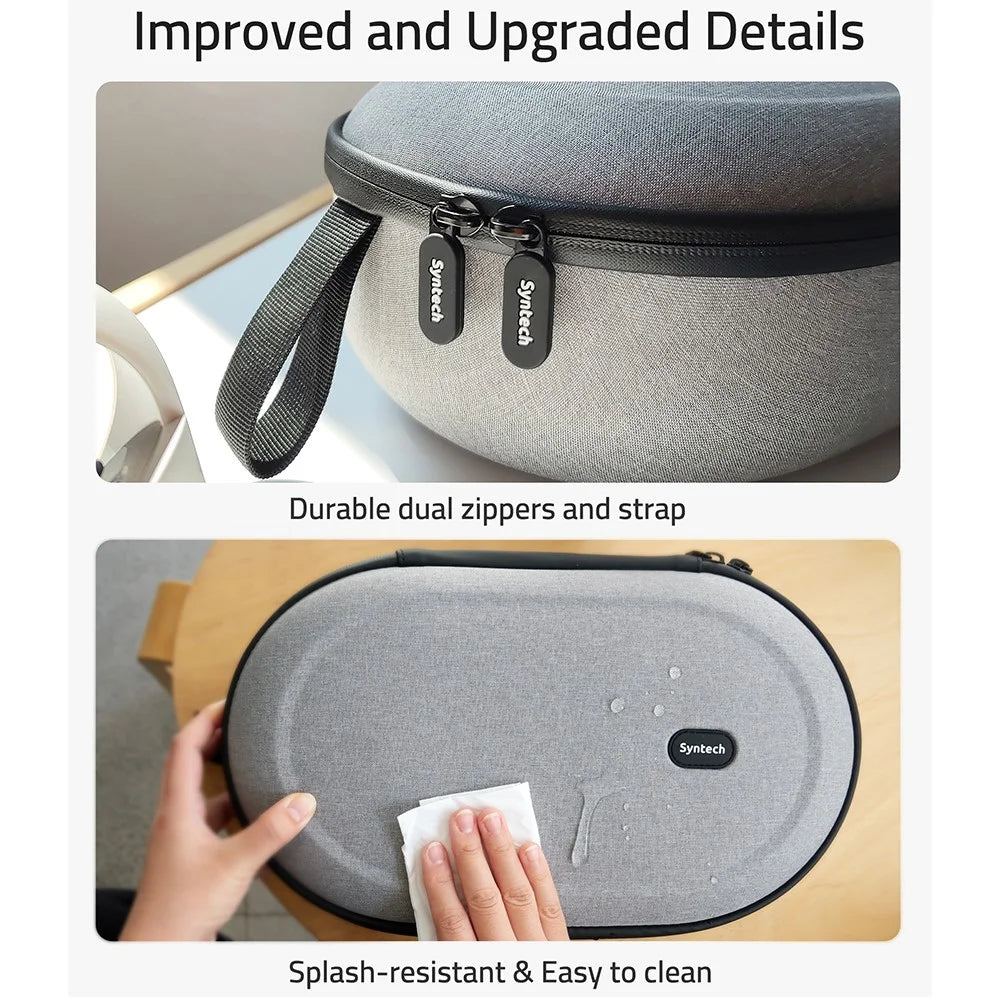 SYNTECH Size L Storage Case for Meta Quest 3S / Quest 3 / Quest 2 / Quest Pro / Pico 4 / Pico 4 Ultra VR Headset Carrying Bag - Grey - 3