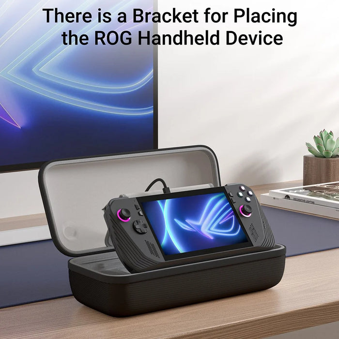SYNTECH For ROG Ally  /  ROG Ally X Hard Carrying Case Built-in Foldable Stand Protective Storage Bag - Black - 6