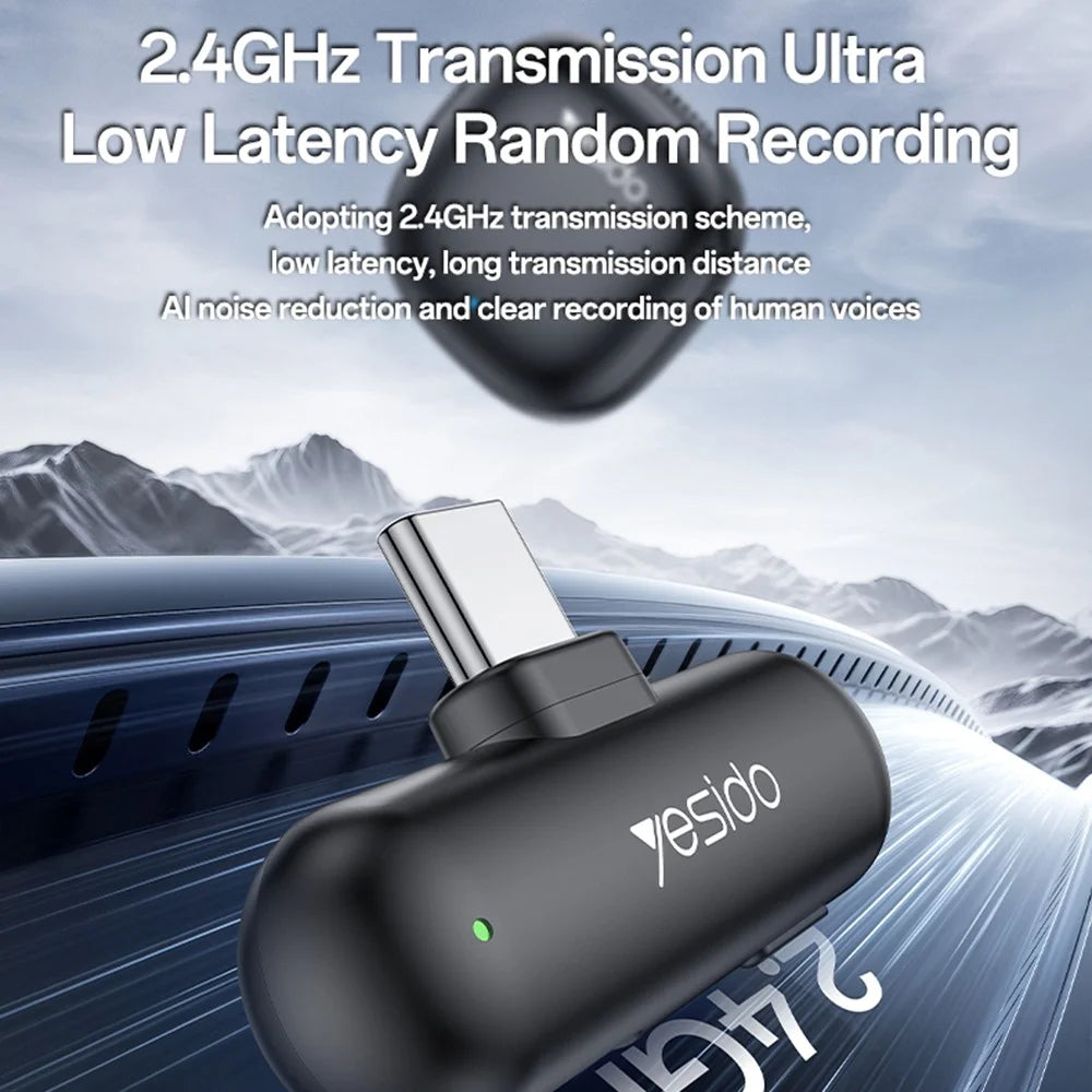 YESIDO KR21 Type C Plug AI Noise Cancelling Lavalier Microphone Low Latency Wireless Lapel  Mic - 4