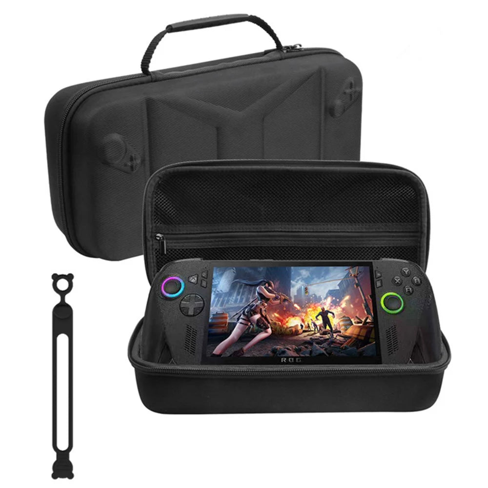 Handheld EVA Storage Bag for Asus ROG Xbox Ally X (2025) / Ally (2025) Game Console Carrying Case with Silicone Cable Straps - 1