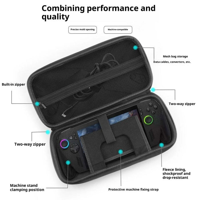 Handheld EVA Storage Bag for Asus ROG Xbox Ally X (2025) / Ally (2025) Game Console Carrying Case with Silicone Cable Straps - 7