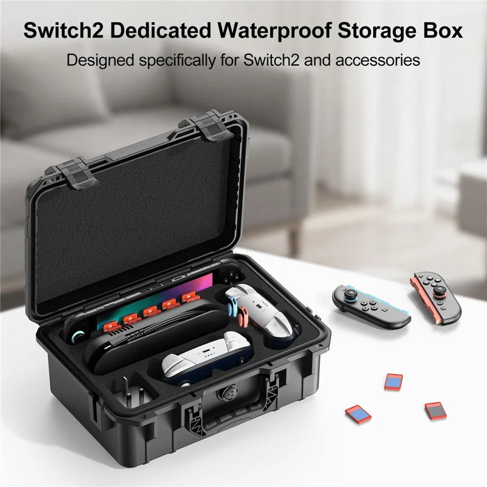 Waterproof Case for Nintendo Switch 2 ABS Hard Shell Protective Storage Box Full Set Accessories Organizer with Portable Handle - 2