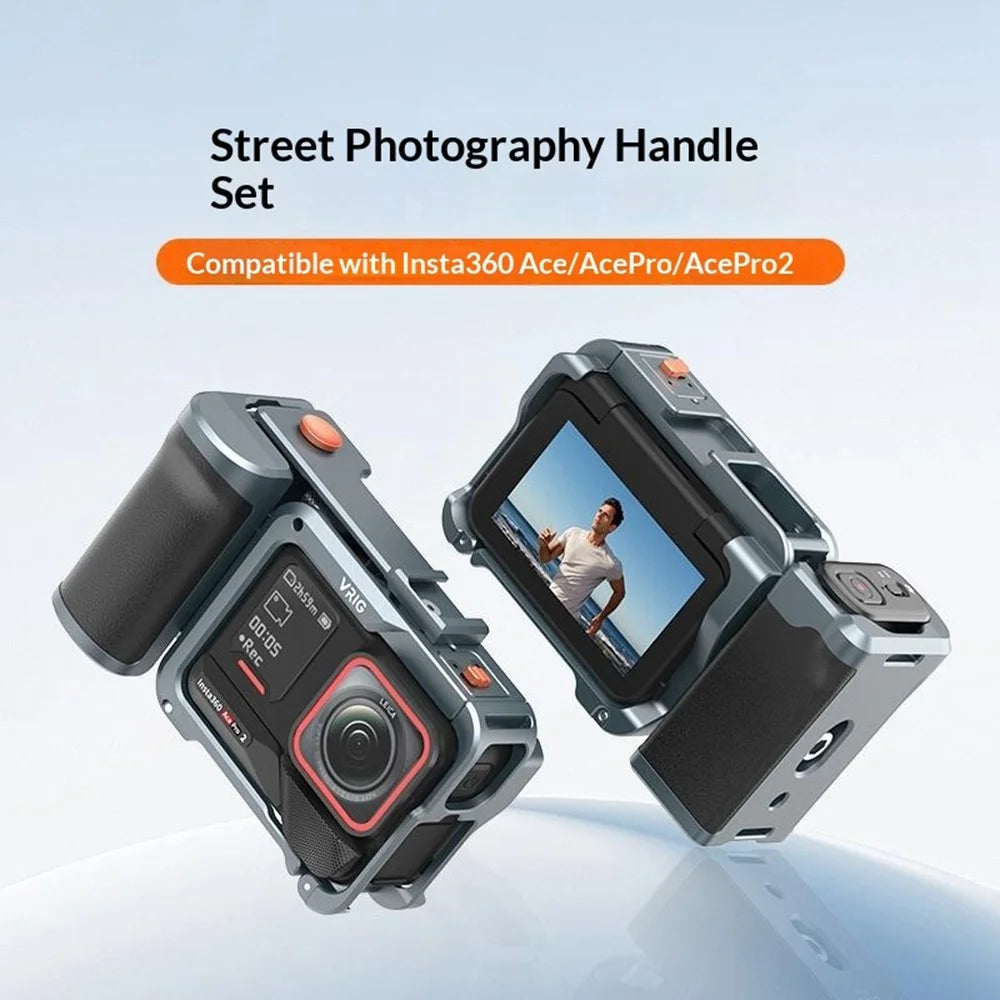 VRIG GA-07 For Insta360 Ace Pro 2  /  Ace Pro  /  Ace Mechanical Button Metal Cage with Handle Street Shooting Kit - 4