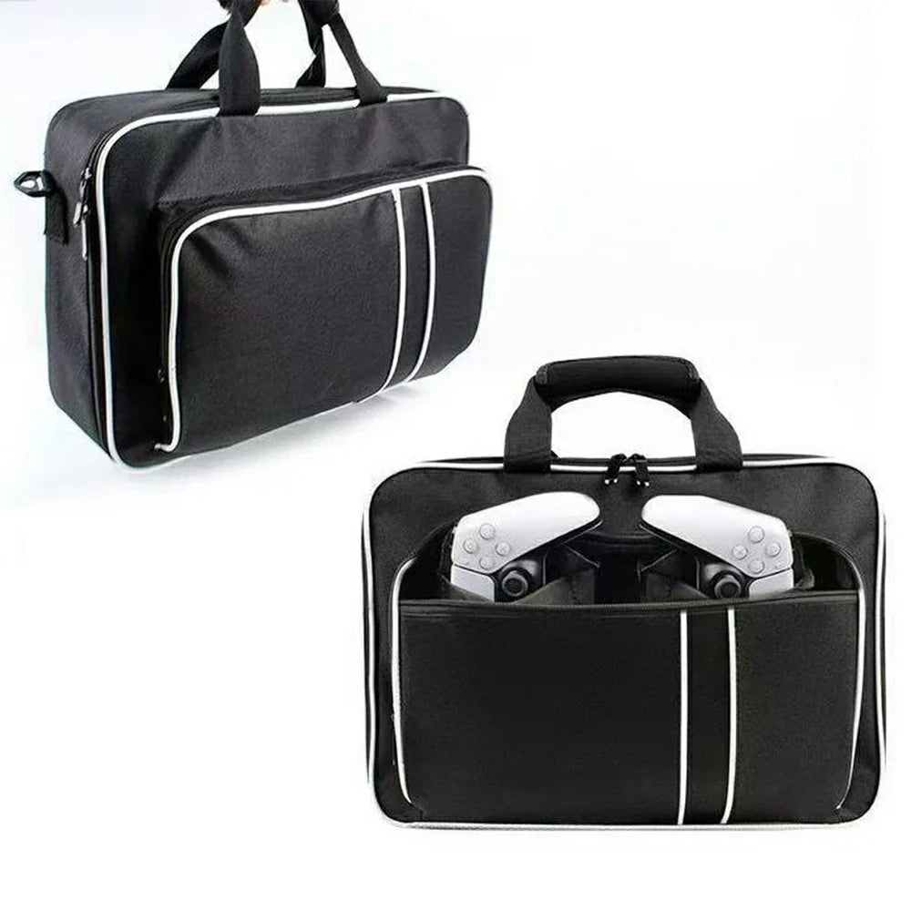 For Sony PlayStation 5 Carrying Case Game Console Portable Storage Bag Handheld Shoulder Strap Gaming Accessories Organizer - White Edge - 2