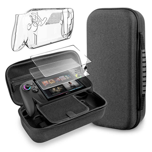 3 in 1 For Asus ROG Xbox Ally X (2025) Clear PC Protective Cover Tempered Glass Screen Protector and Carrying Bag Set - 1