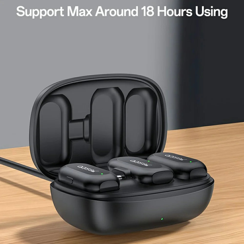 YESIDO KR23 Lavalier Microphone Set with iP Receiver AI Smart Noise Cancelling Mini Mic for Indoor / Outdoor - Black - 3