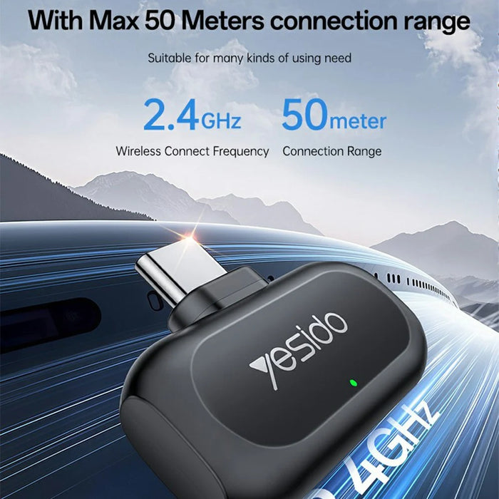 YESIDO KR23 Lavalier Microphone Set with iP Receiver AI Smart Noise Cancelling Mini Mic for Indoor / Outdoor - Black - 5