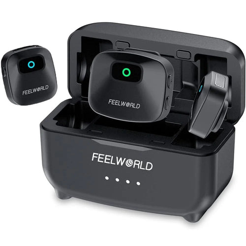 FEELWORLD LM1 Wireless Lavalier Microphone System for Phone Camera PC, 2 Transmitters + 1 Receiver + Charging Case - Black - 1