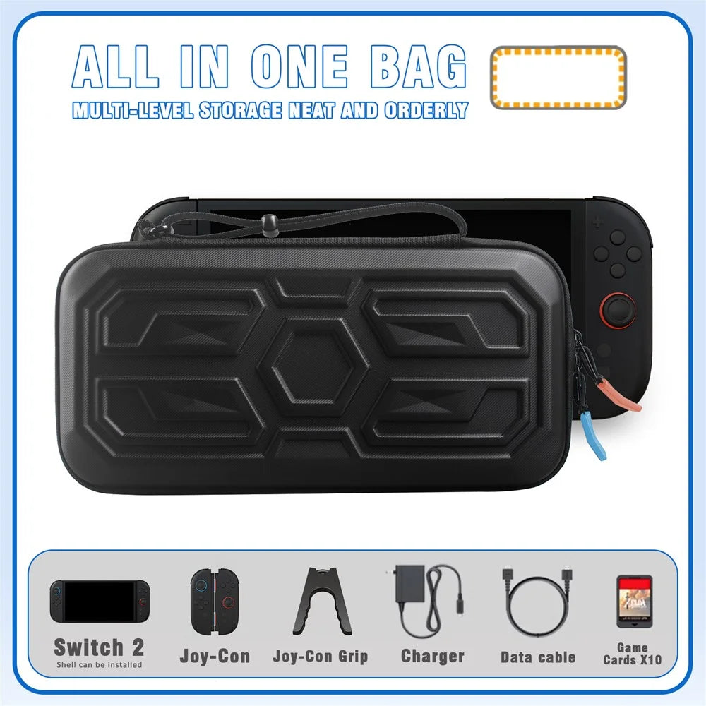 Portable Carrying Case for Nintendo Switch 2 EVA Hard Shell Protective Storage Bag with 2Pcs Joystick Caps - 6