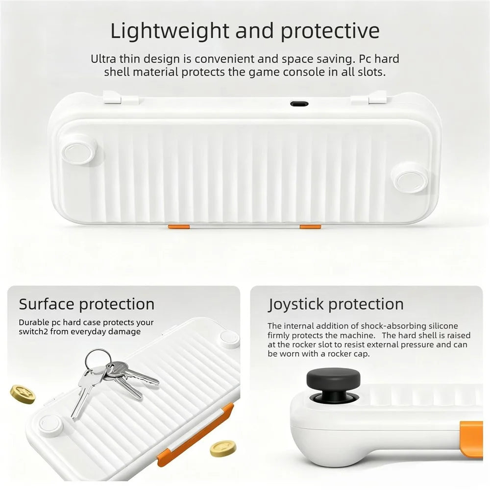 For Nintendo Switch 2 Game Console Hard Shell Case Translucent Matte PC Protective Storage Cover - White - 6