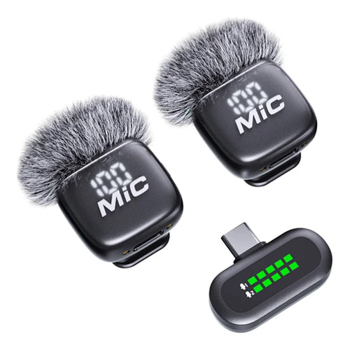 T98 Dual Wireless Lavalier Microphone Set AI Noise Reduction Digital Display Type-C Lavalier Mic (2 Microphones+1 Receiver) - 1