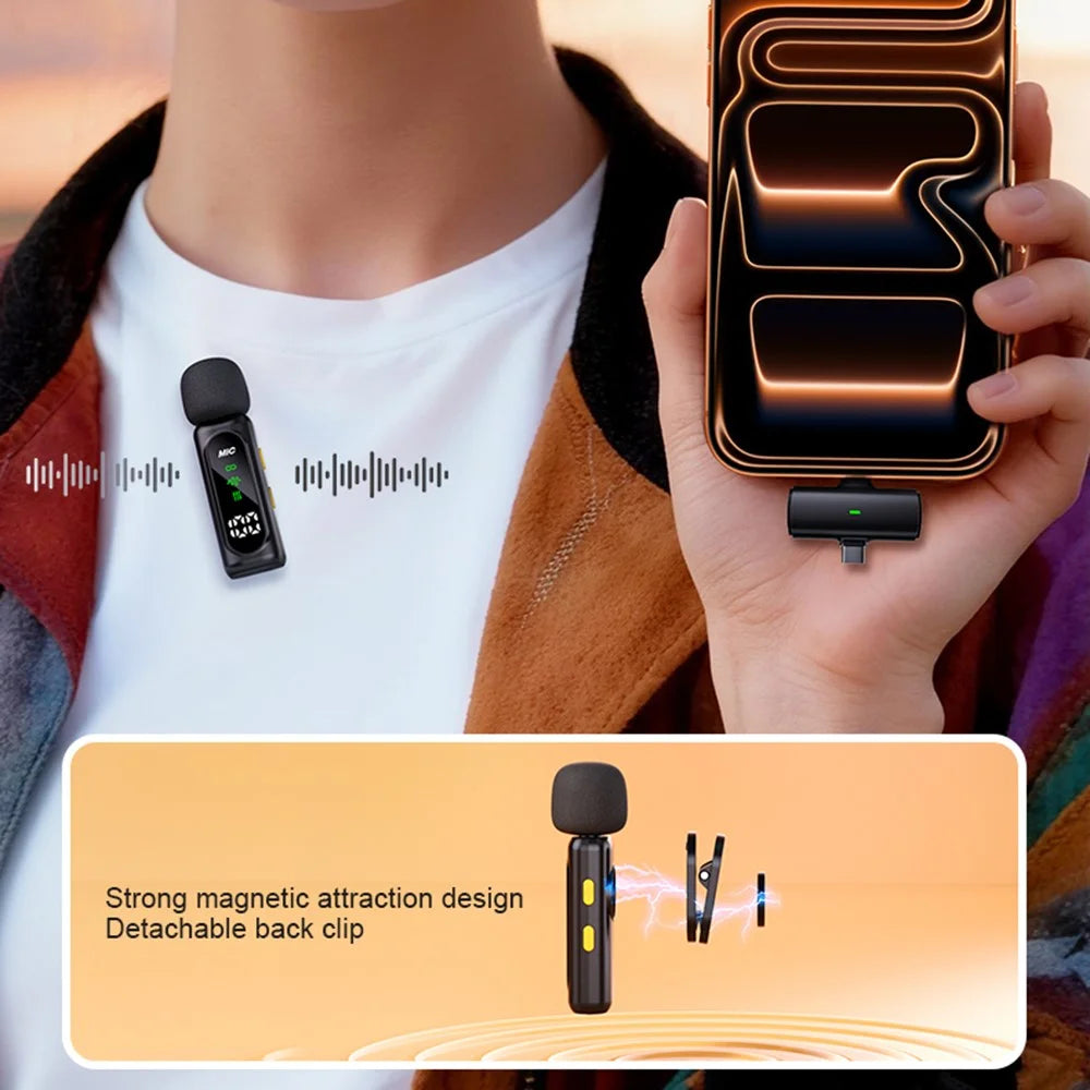 T90 4-in-1 Wireless Lavalier Microphone Kit OLED Display ANC Noise Cancelling 20m Range Lavalier Mic (4 Microphones+1 Receiver) - 3