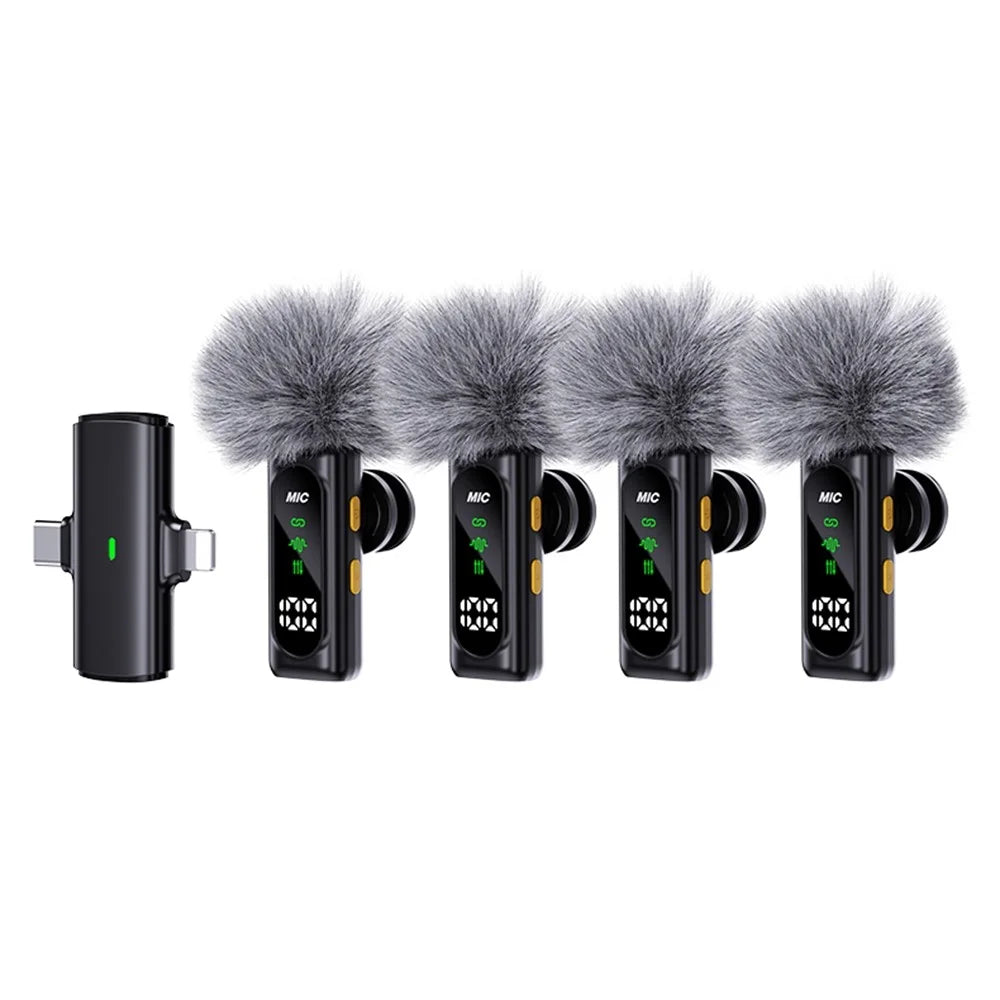 T90 4-in-1 Wireless Lavalier Microphone Kit OLED Display ANC Noise Cancelling 20m Range Lavalier Mic (4 Microphones+1 Receiver) - 6