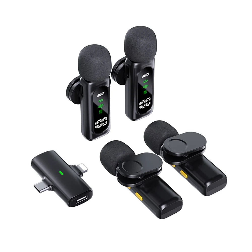 T90 4-in-1 Wireless Lavalier Microphone Kit OLED Display ANC Noise Cancelling 20m Range Lavalier Mic (4 Microphones+1 Receiver) - 7