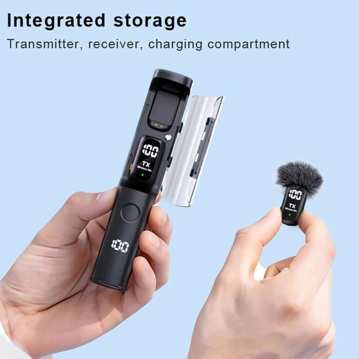 QY99 Wireless Lavalier Microphone with Charging Case AI Noise Reduction Type-C Lavalier Mic for Interview Live Stream (2 Microphones+1 Receiver) - 2