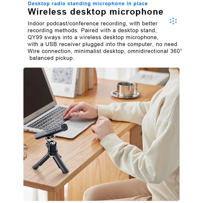 QY99 Wireless Lavalier Microphone with Charging Case AI Noise Reduction Type-C Lavalier Mic for Interview Live Stream (2 Microphones+1 Receiver) - 5