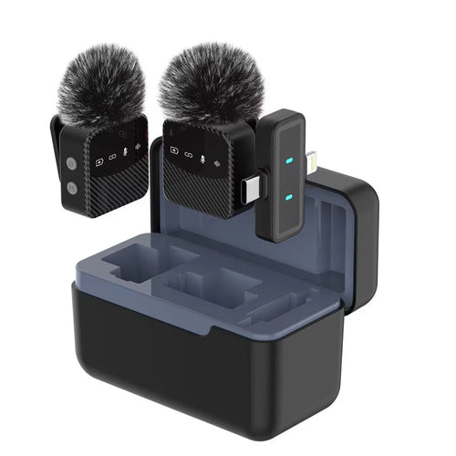 MS9 Wireless Lavalier Microphone 2.4GHz 20m Transmission CD-Level Audio Magnetic Lavalier Mic for Live Streaming (2 Microphones+1 Receiver) - Black - 1