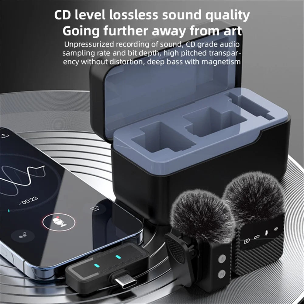 MS9 Wireless Lavalier Microphone 2.4GHz 20m Transmission CD-Level Audio Magnetic Lavalier Mic for Live Streaming (2 Microphones+1 Receiver) - Black - 4