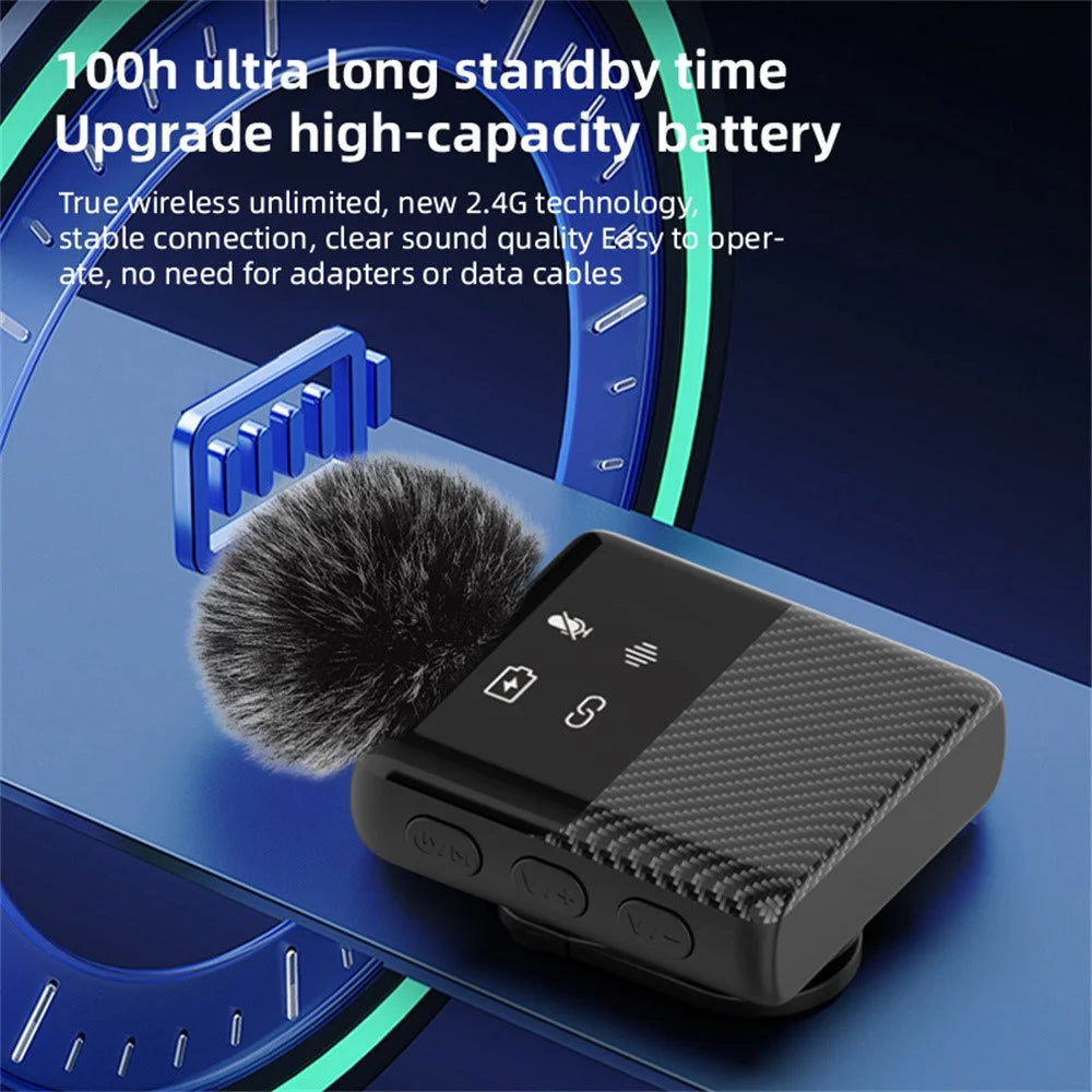 MS11 3-in-1 Clip-on Lavalier Microphone Recording Noise Cancelling Wireless Lavalier Mic for Live Streaming (2 Microphones+1 Receiver) - Black - 6