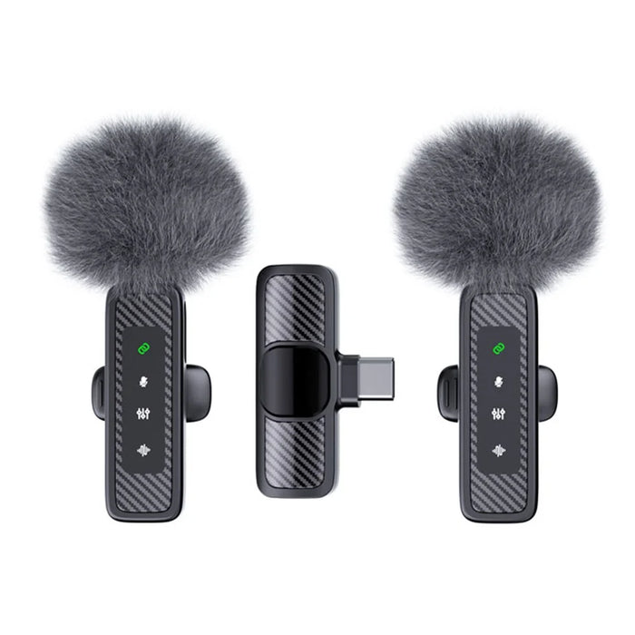 QY22 2.4G Wireless Lavalier Microphone Type-C 20m Range Lavalier Mic for Live Streaming Interview (2 Microphones+1 Receiver) - 1