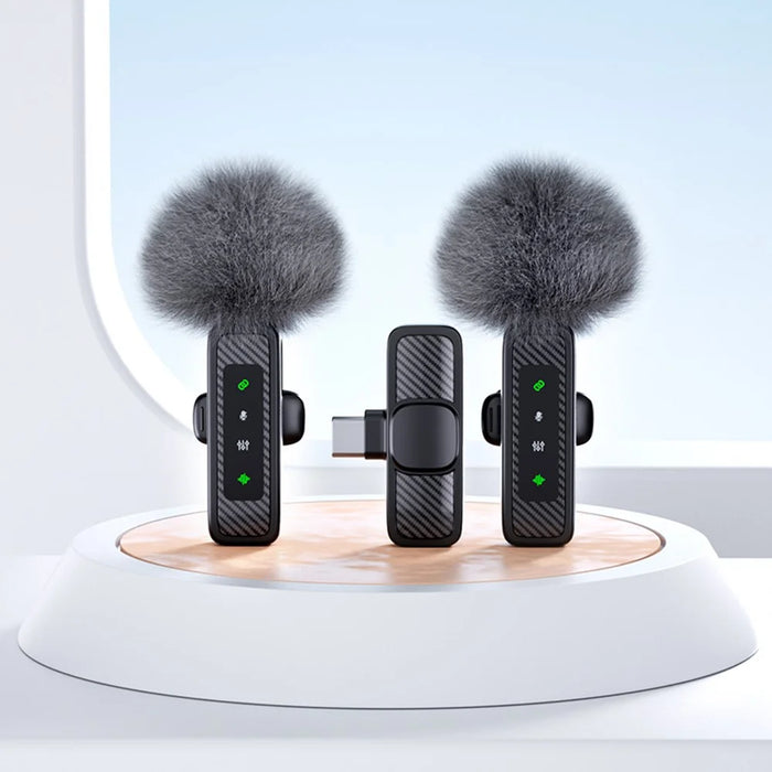 QY22 2.4G Wireless Lavalier Microphone Type-C 20m Range Lavalier Mic for Live Streaming Interview (2 Microphones+1 Receiver) - 3