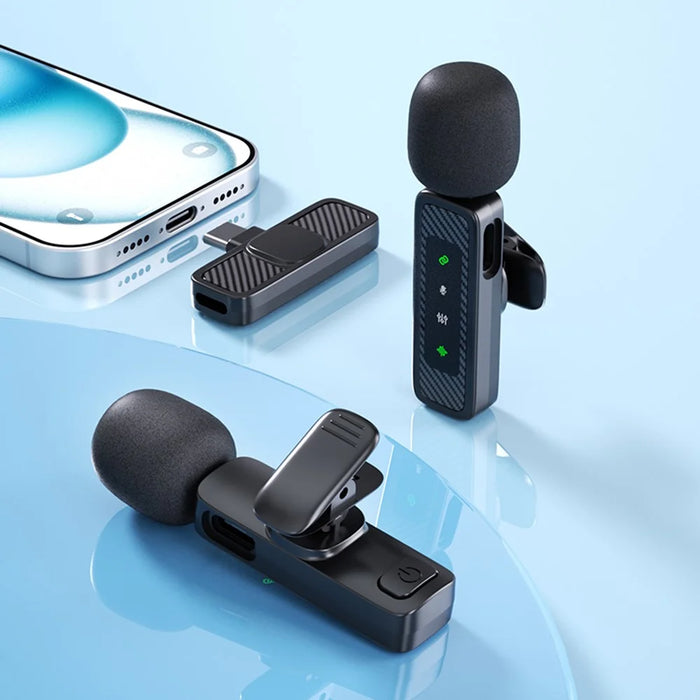 QY22 2.4G Wireless Lavalier Microphone Type-C 20m Range Lavalier Mic for Live Streaming Interview (2 Microphones+1 Receiver) - 4