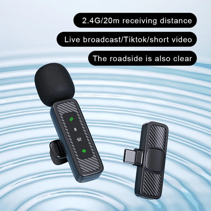 QY22 2.4G Wireless Lavalier Microphone Type-C 20m Range Lavalier Mic for Live Streaming Interview (2 Microphones+1 Receiver) - 6