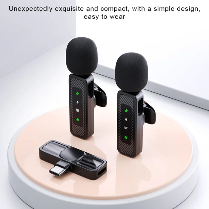 QY22 2.4G Wireless Lavalier Microphone Type-C 20m Range Lavalier Mic for Live Streaming Interview (2 Microphones+1 Receiver) - 7