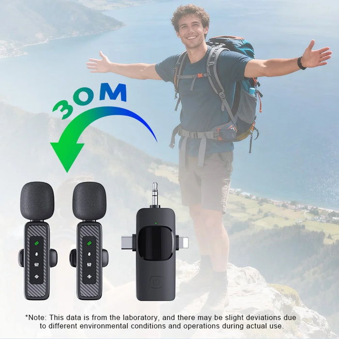 QY22 2.4G Wireless Lavalier Microphone Type-C iP (5-14) 3.5mm TRS Lavalier Mic for Live Streaming Interview (2 Microphones+1 Receiver) - 6
