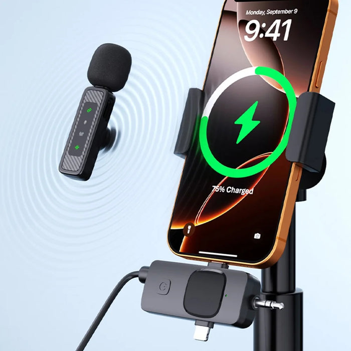 QY22 2.4G Wireless Lavalier Microphone Type-C iP (5-14) 3.5mm TRS Lavalier Mic for Live Streaming Interview (2 Microphones+1 Receiver) - 7
