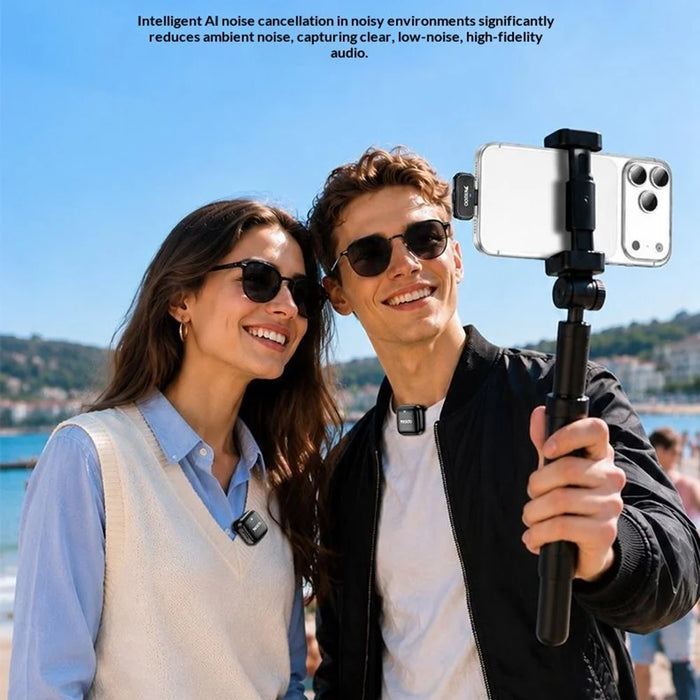 YESIDO KR31 Type-C Plug 2.4GHz Wireless Lavalier Microphone AI Noise Cancellation with Charging Case, 2 Transmitters + 1 Receiver - Black - 6