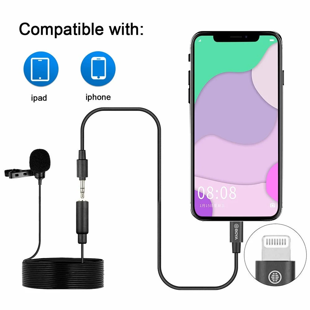 BOYA BY-M2 Lavalier Microphone Omnidirectional Condenser Mic with 3.5mm TRS Cable Detachable Single Head for iOS Smartphone - 3