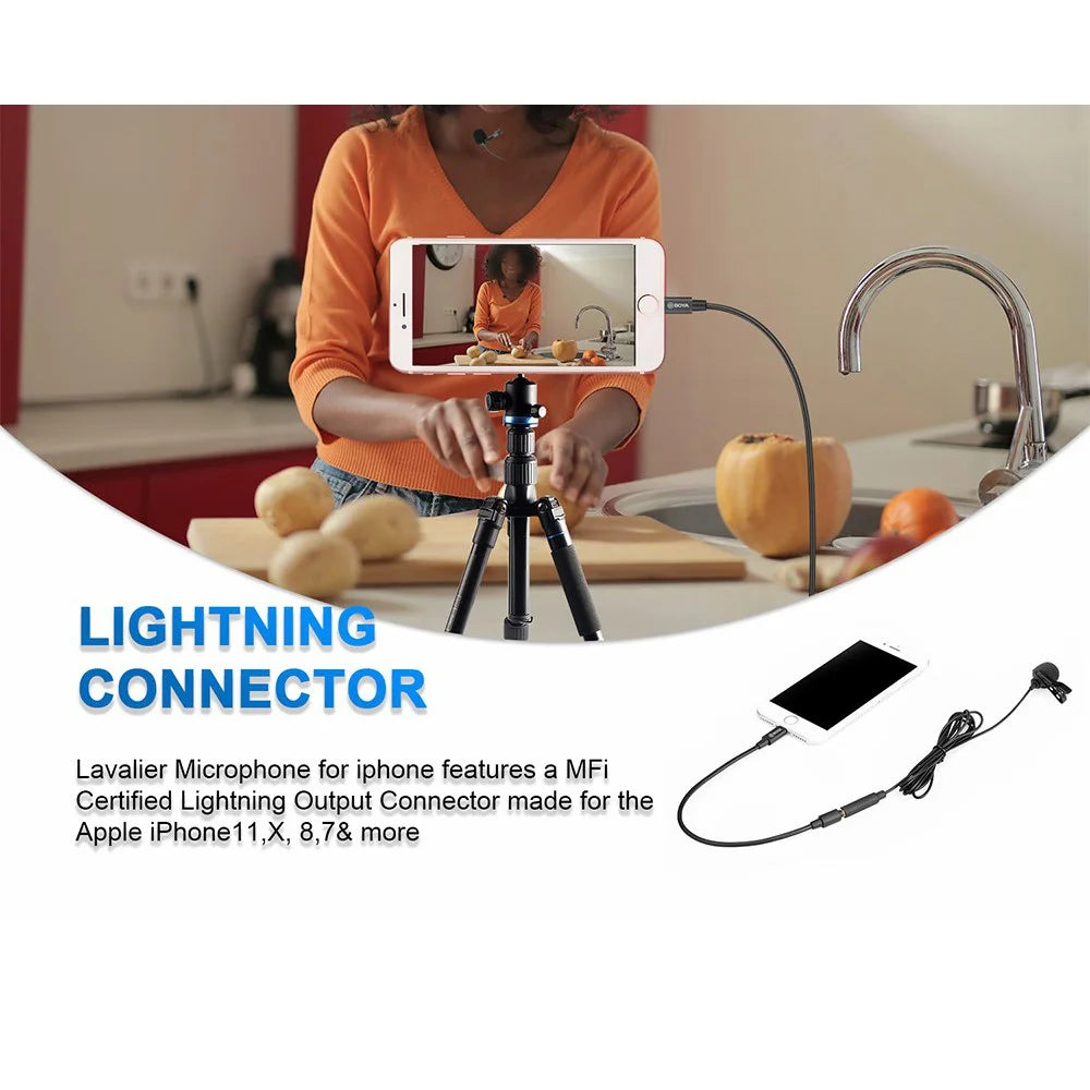 BOYA BY-M2 Lavalier Microphone Omnidirectional Condenser Mic with 3.5mm TRS Cable Detachable Single Head for iOS Smartphone - 4