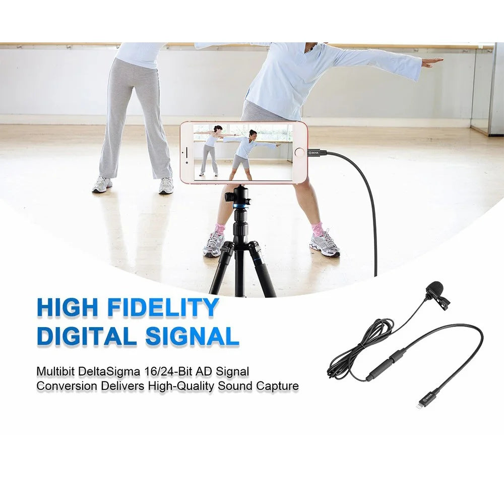 BOYA BY-M2 Lavalier Microphone Omnidirectional Condenser Mic with 3.5mm TRS Cable Detachable Single Head for iOS Smartphone - 5
