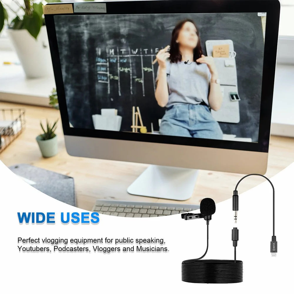 BOYA BY-M2 Lavalier Microphone Omnidirectional Condenser Mic with 3.5mm TRS Cable Detachable Single Head for iOS Smartphone - 7
